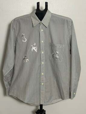 Mili Designs Vintage Cat Applique Shirt M